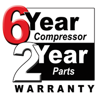 6 year compressor 2year parts Warranty.